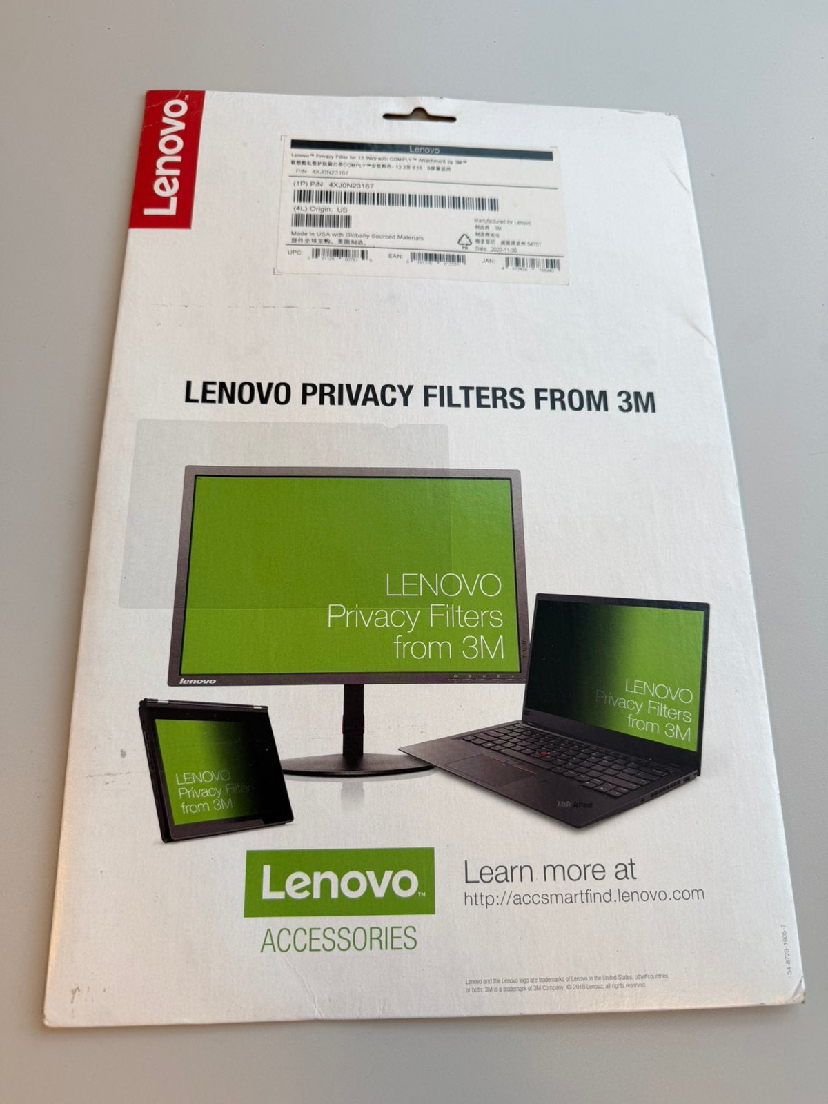Filtre de confidentialité Lenovo 13,3 pouces - Protecteur, Enlèvement ou Envoi, 13 pouces, Neuf