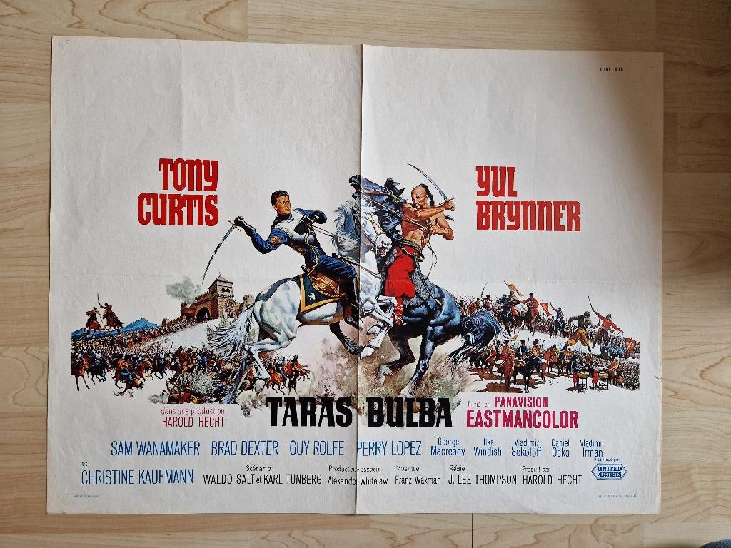 filmaffiche Taras Bulba 1962 Tony Curtis filmposter, Verzamelen, Rechthoekig Liggend, Ophalen of Verzenden, Zo goed als nieuw
