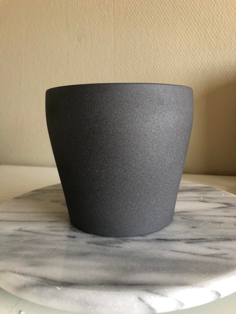 Grijze bloempot diameter 14cm, Tuin en Terras, Ophalen, Steen, Gebruikt, Rond