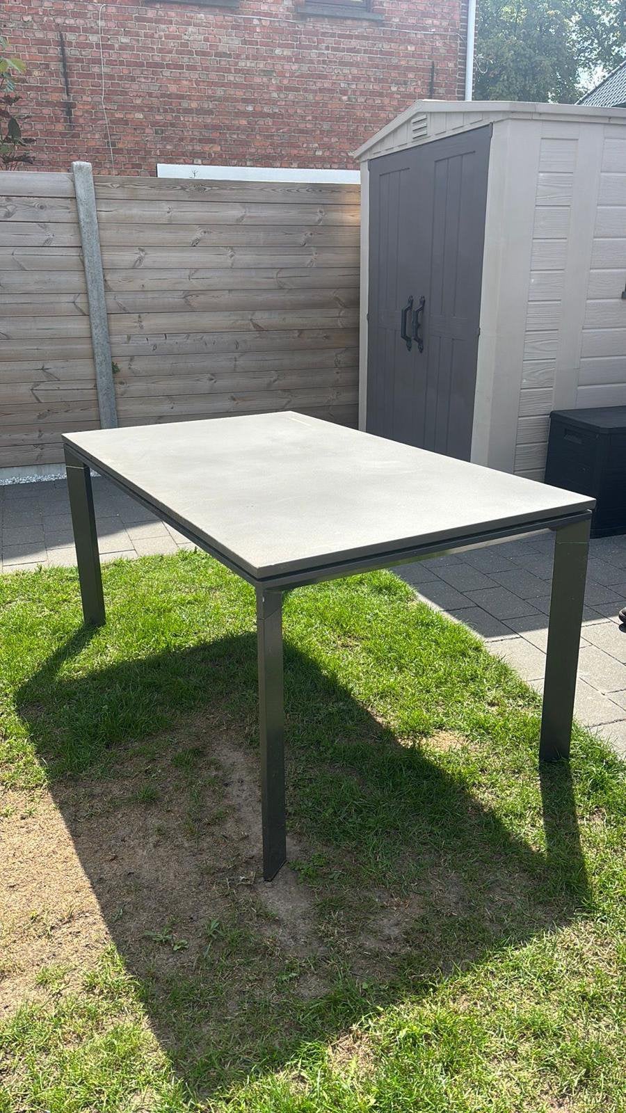 Tuintafel met 2 stoelen te koop!, Tuin en Terras, Ophalen, Gebruikt, Rechthoekig, Aluminium