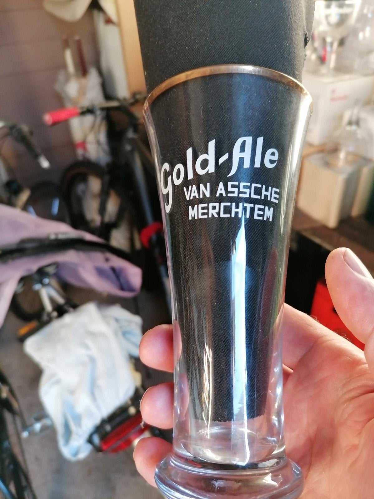 Mooie, oude bierfluit Van Assche-Merchtem., Verzamelen, Biermerken, Ophalen of Verzenden