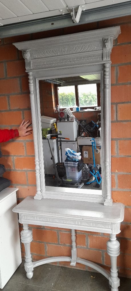 Spiegel met tafeltje, Huis en Inrichting, Woonaccessoires | Spiegels, Ophalen, Zo goed als nieuw, Rechthoekig