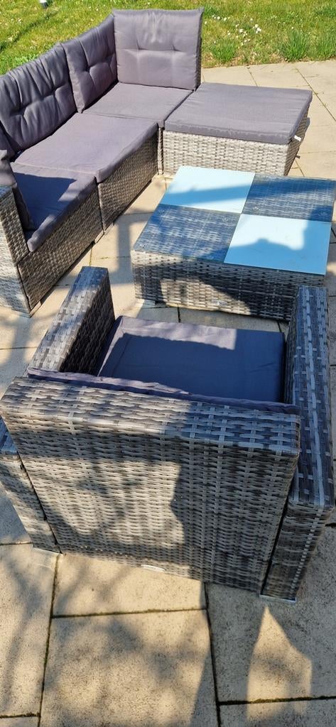 Salon de jardin 6 pcs
avec coussins résine tressée gris, Salons de jardin, Comme neuf, Synthétique, Enlèvement