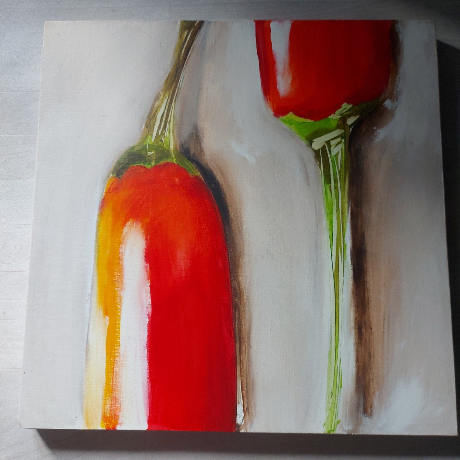 Schilderij rode pepers, Ophalen