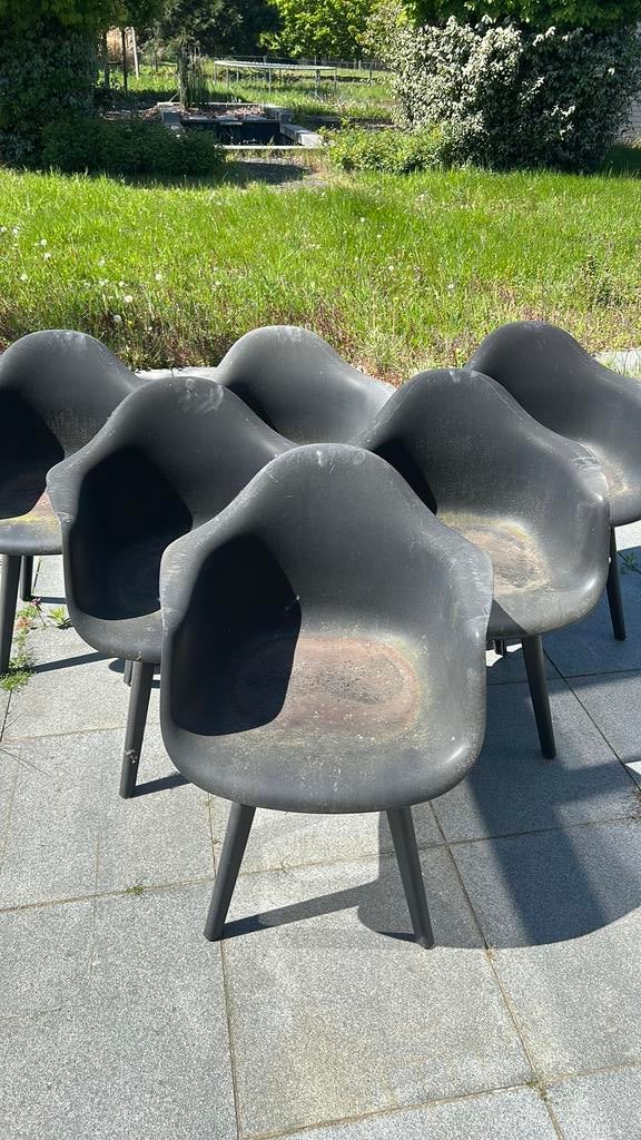 Gratis 6 tuinstoelen - moest grondog gepoest worden, Tuin en Terras, Ophalen, Gebruikt
