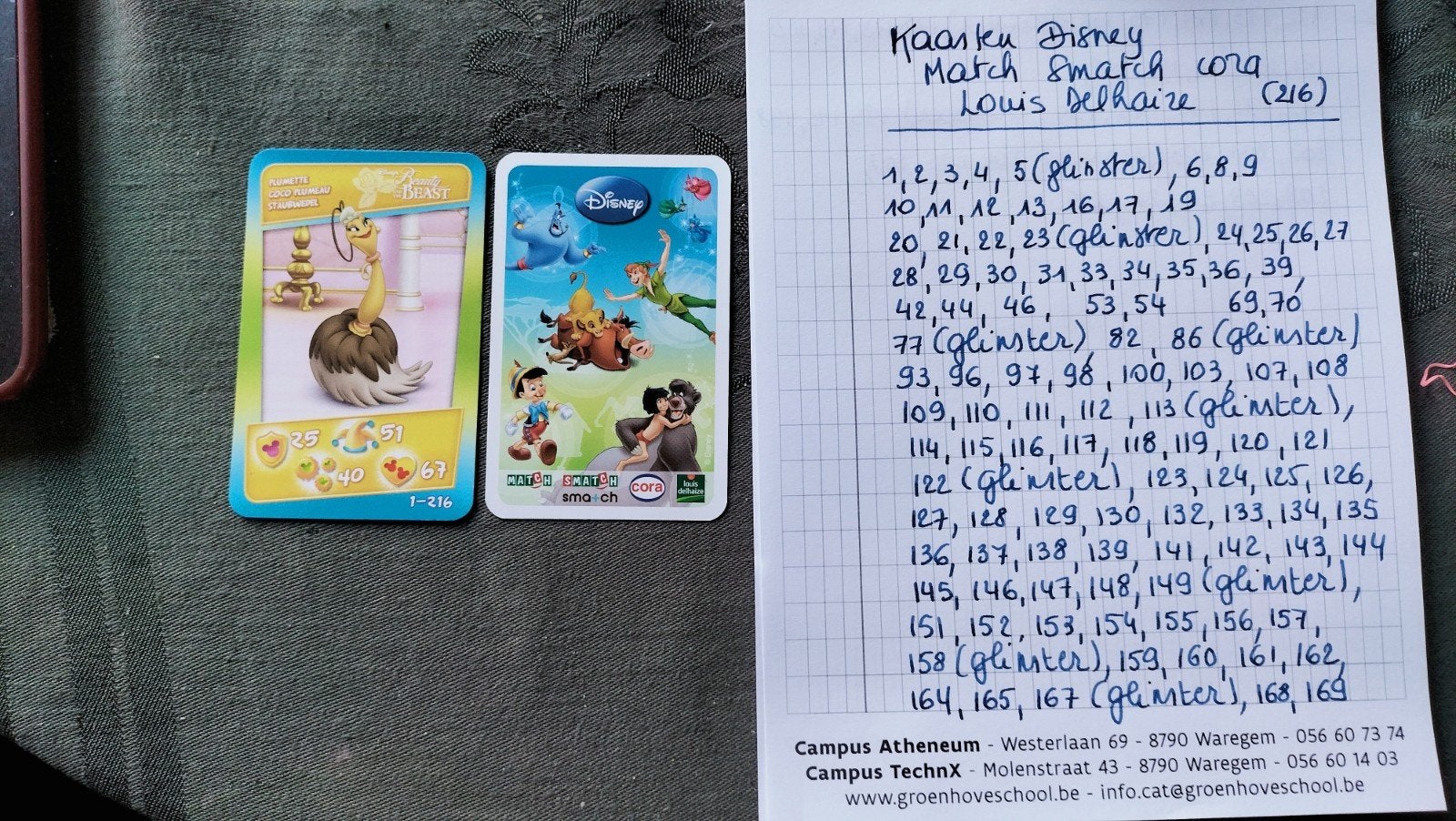 Verschillende kaarten Disney Match Smatch Cora  LDelhaize, Enlèvement ou Envoi
