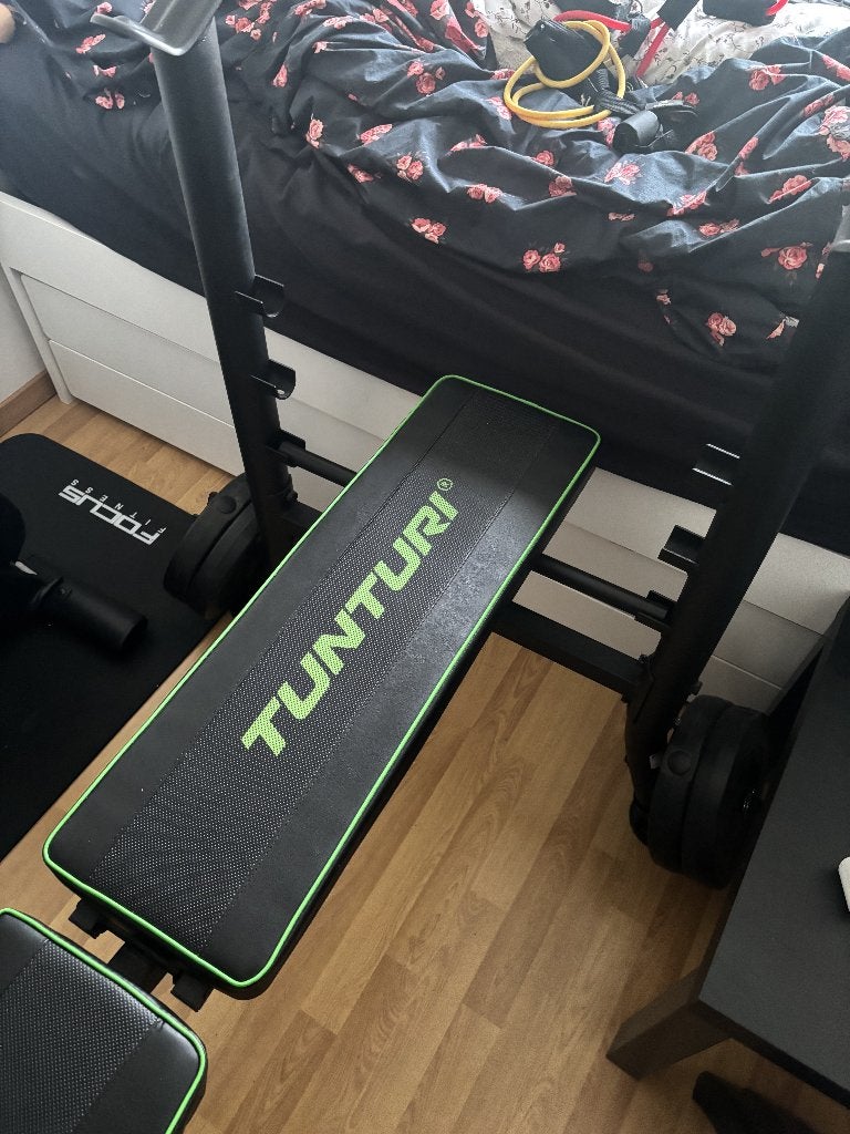Tunturi fitness bank rug buikspiertrainer dumbells en stang, Sport en Fitness, Ophalen, Overige materialen, Benen, Gebruikt