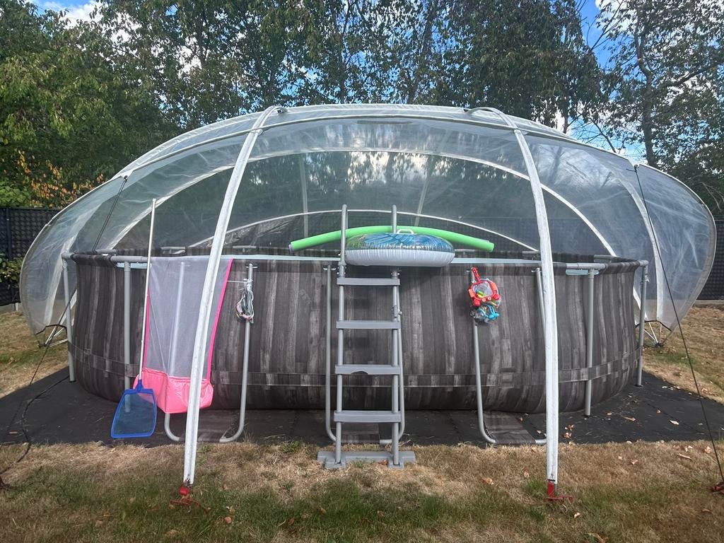 Groot zwembad met sunnytent, Jardin & Terrasse, Accessoires de piscine, Comme neuf, Enlèvement