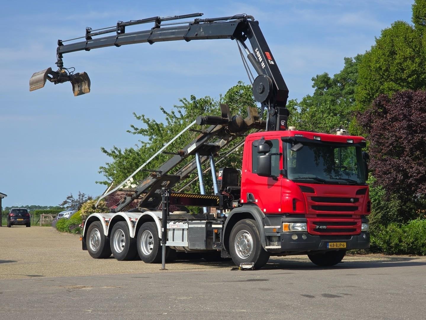 Scania P410 KRAAN/CONTAINER! ZERO EMISSIES 2030!TOP DK1230, Auto's, Vrachtwagens, Euro 6, Bedrijf, Diesel, 2 zetels