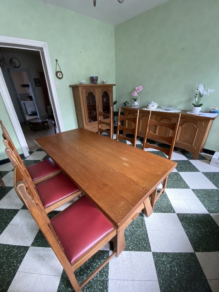 Salle a manger en chêne Vintage complète, Enlèvement, Utilisé, 4 à 6 chaises