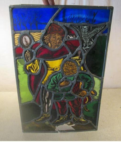 Oud Glas in Lood - Tijl en Lamme Goedzak - 55x35, Ophalen of Verzenden
