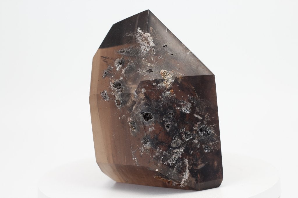 Exclusieve Rookkwarts Punt met Rutiel Inclusies 10cm, Ophalen of Verzenden, Mineraal