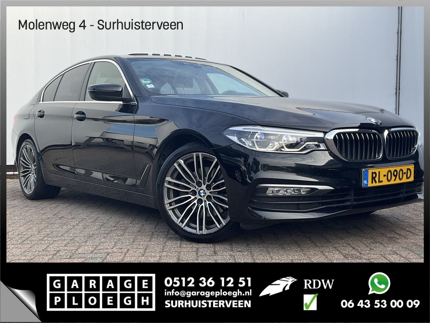 BMW 520 5-serie 520D High Executive Pano.dak Leer Memory Sto, Automaat, Zwart, Bedrijf, Onderhoudsboekje