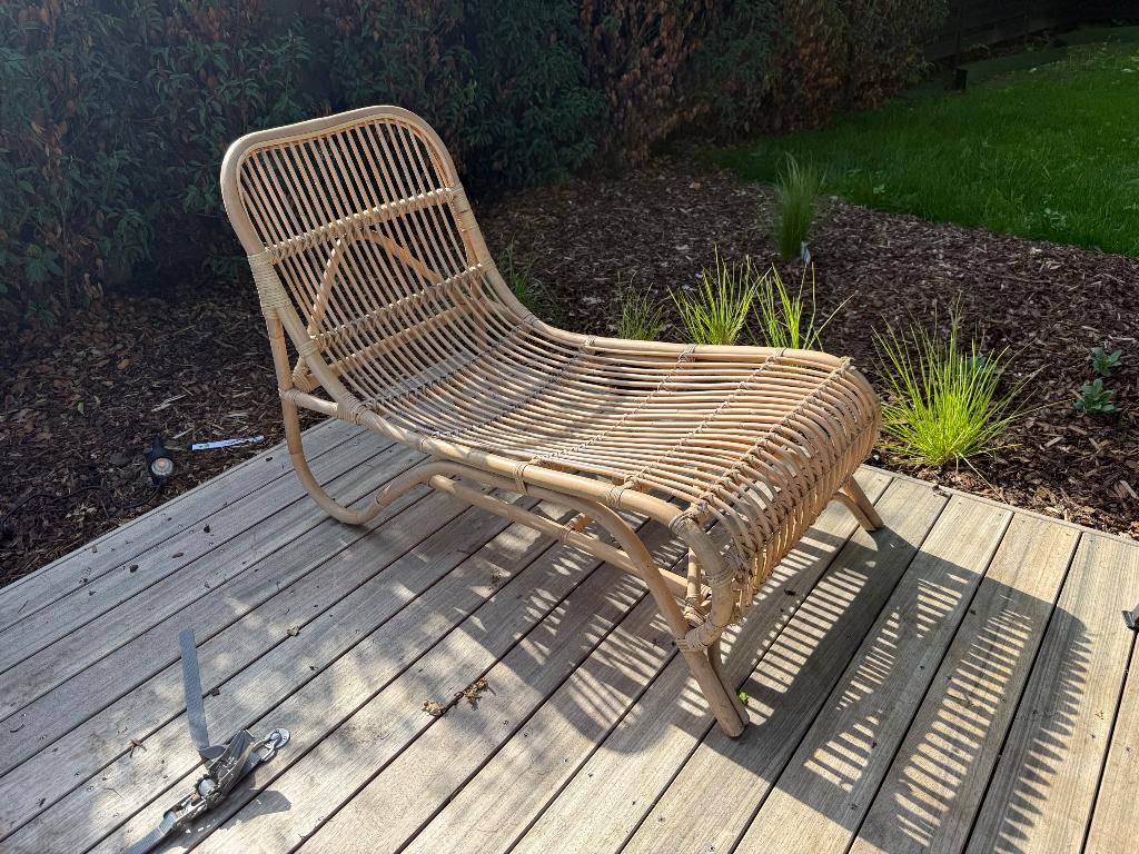 Rotan ligstoel, Jardin & Terrasse, Chaises longues, Enlèvement, Comme neuf, Rotin