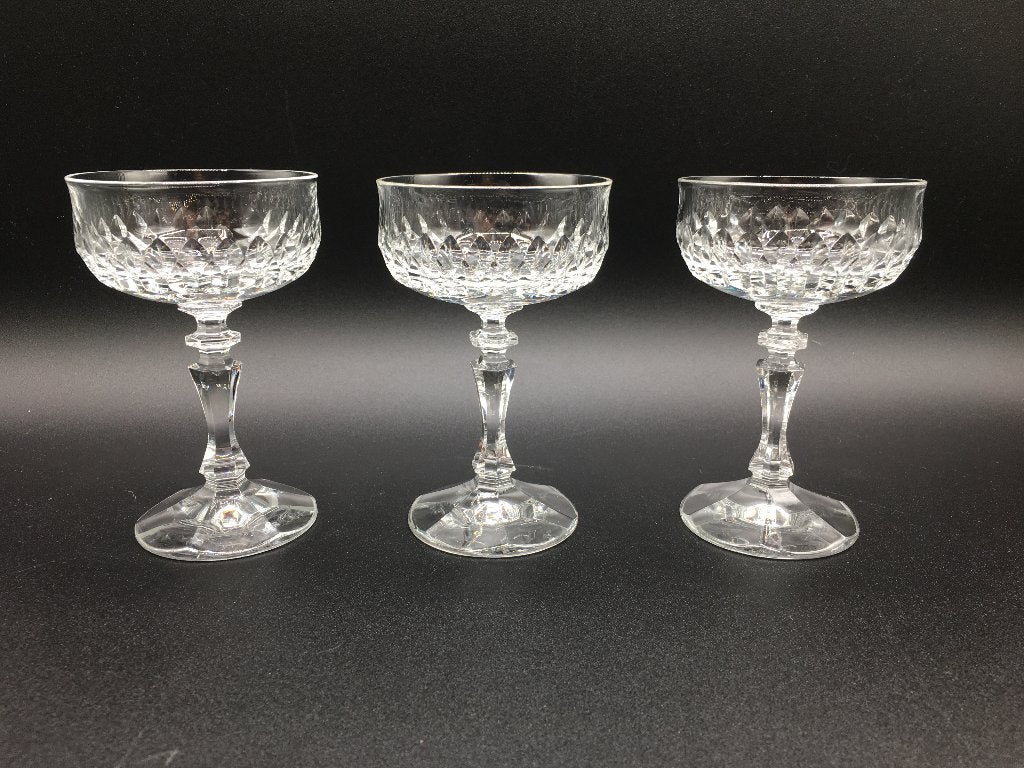 Set van 3 vintage kristallen champagneglazen, Antiek en Kunst, Ophalen of Verzenden