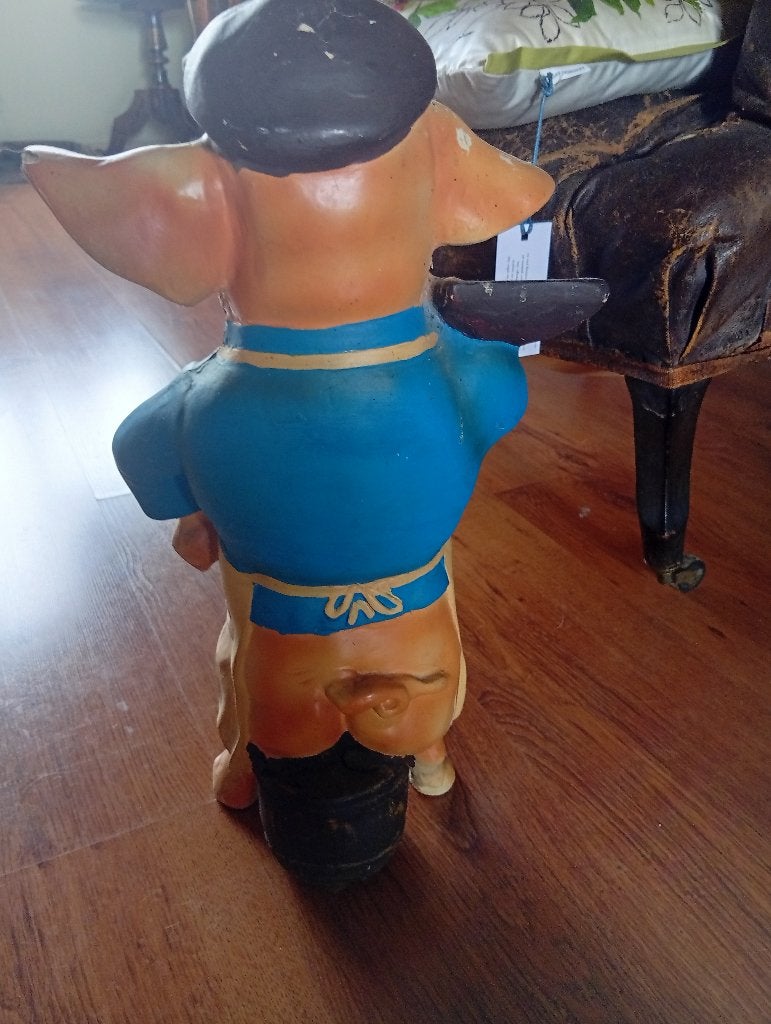 Ancienne enseigne de boucher papier mâché Angleterre, Enlèvement