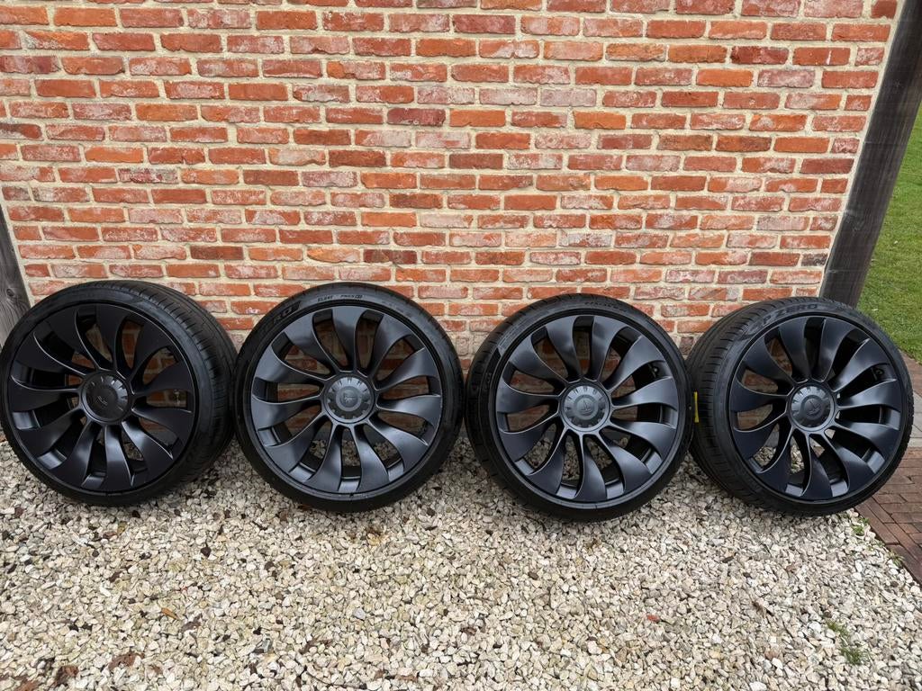 Tesla Uberturbine 21” velgen met Pirelli p Zero zomerbanden., Auto-onderdelen, Ophalen, Zomerbanden, Velg(en)