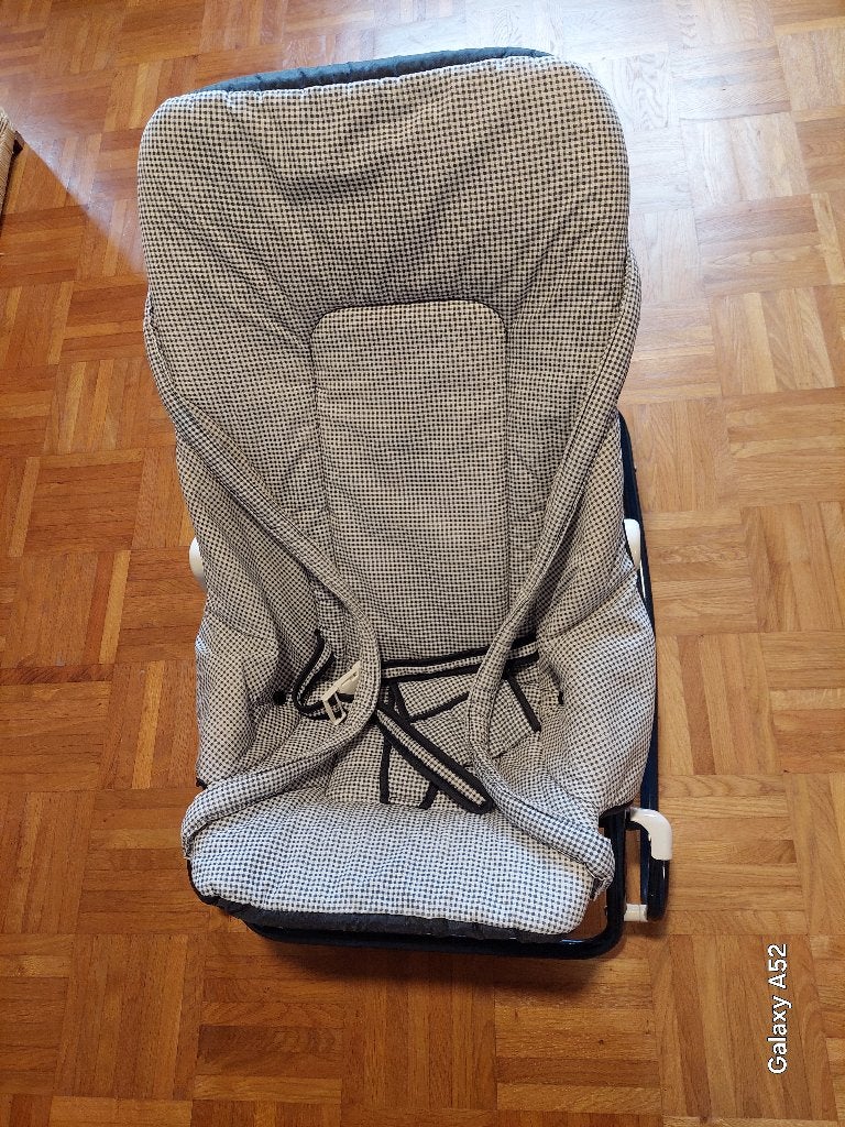 transat pour bébé en tissu à carreaux blanc et bleu, Enfants & Bébés, Autres marques, Enlèvement ou Envoi, Comme neuf, Avec ceinture(s)