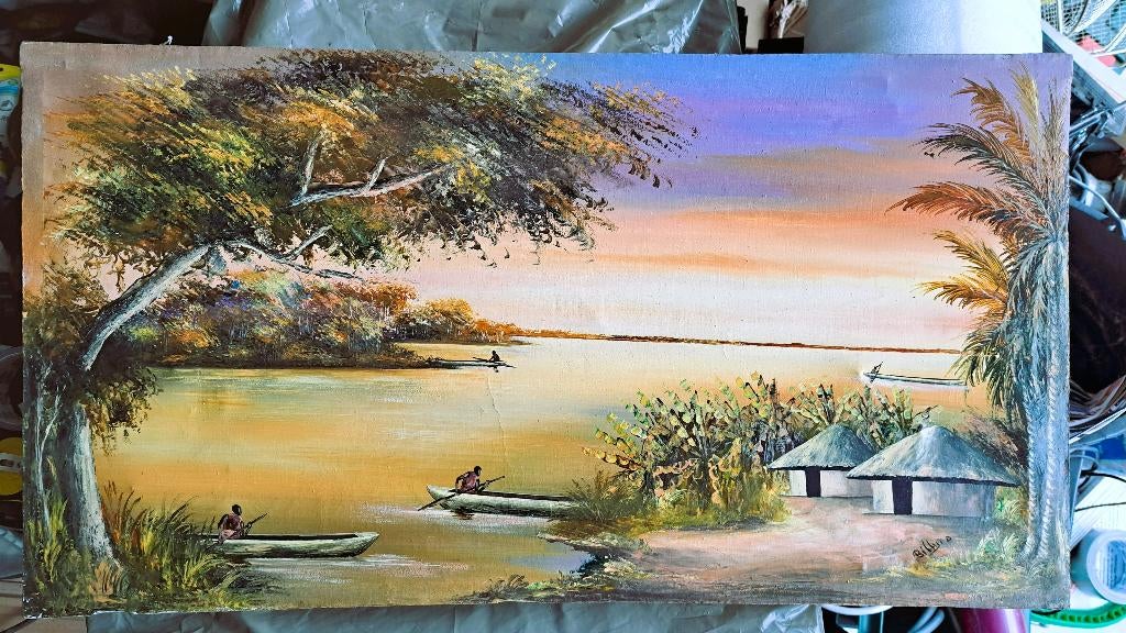 Tableau Congo Afrique peinture, Antiquités & Art, Enlèvement ou Envoi