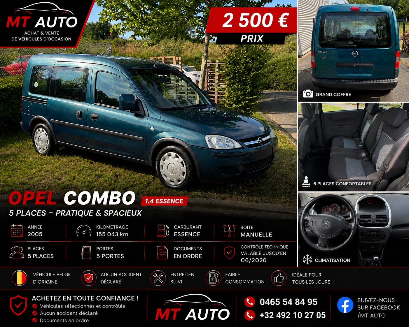 Combo 1.4 benzine 155000km, Bedrijf, Handgeschakeld, Euro 4, Combo Tour