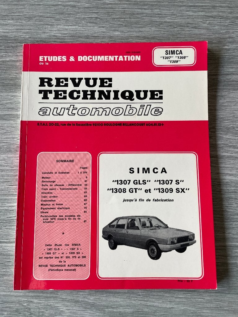 Revue technique automobile Simca 1307-1308-1309, Ophalen of Verzenden