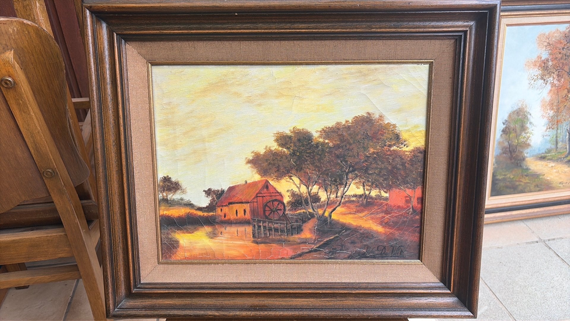 Rustiek watermolen‑schilderij, Ophalen, Landschap