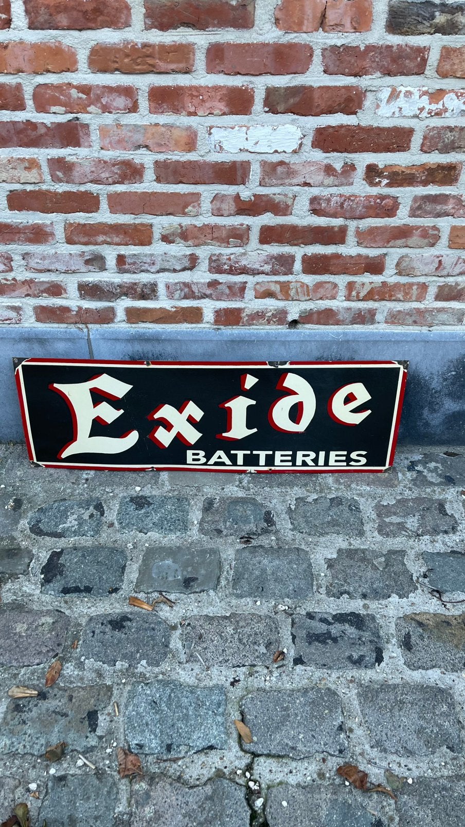 Emaille bord Exide engeland., Ophalen of Verzenden, Gebruikt, Reclamebord