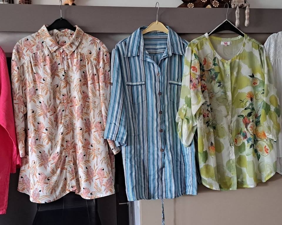 Zomerblouses katoen, linnen, mt 48 en groter, Kleding | Dames, Grote Maten, Ophalen of Verzenden, Zo goed als nieuw, Meerkleurig