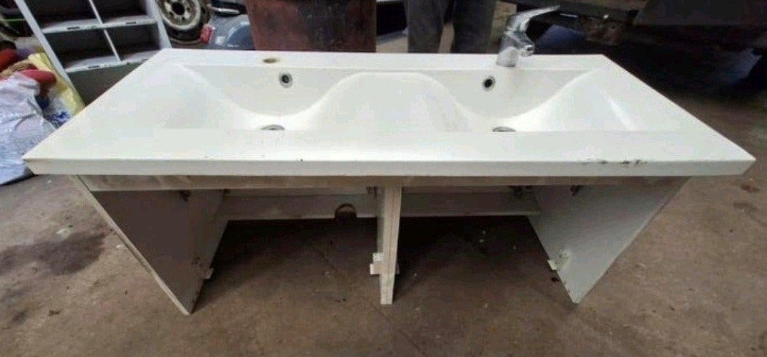 Evier double vasque blanc, Maison & Meubles, Enlèvement ou Envoi