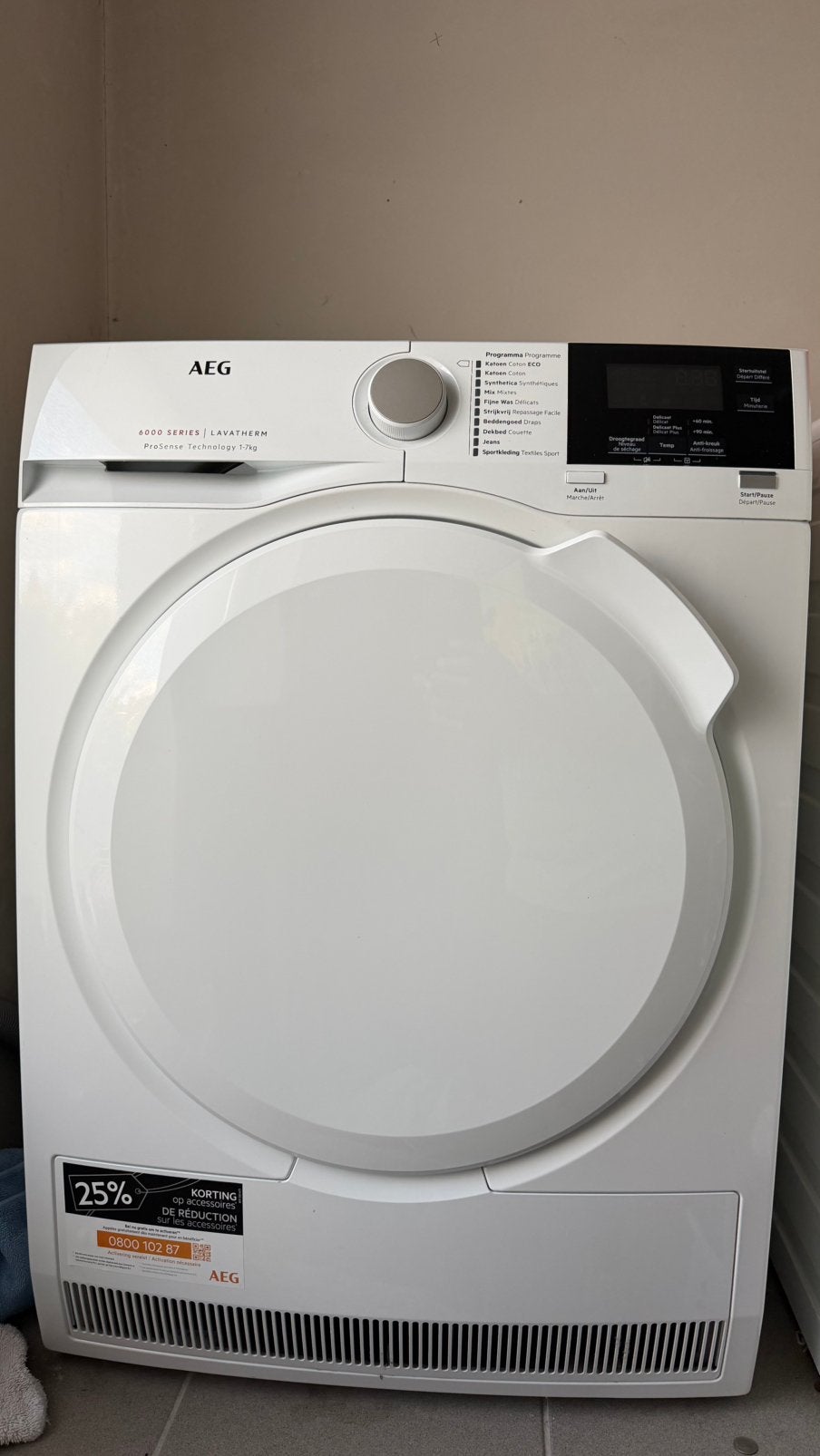 Wasdroger uit de AEG 6009-serie, Ophalen, 6 tot 8 kg, Gebruikt, Voorlader