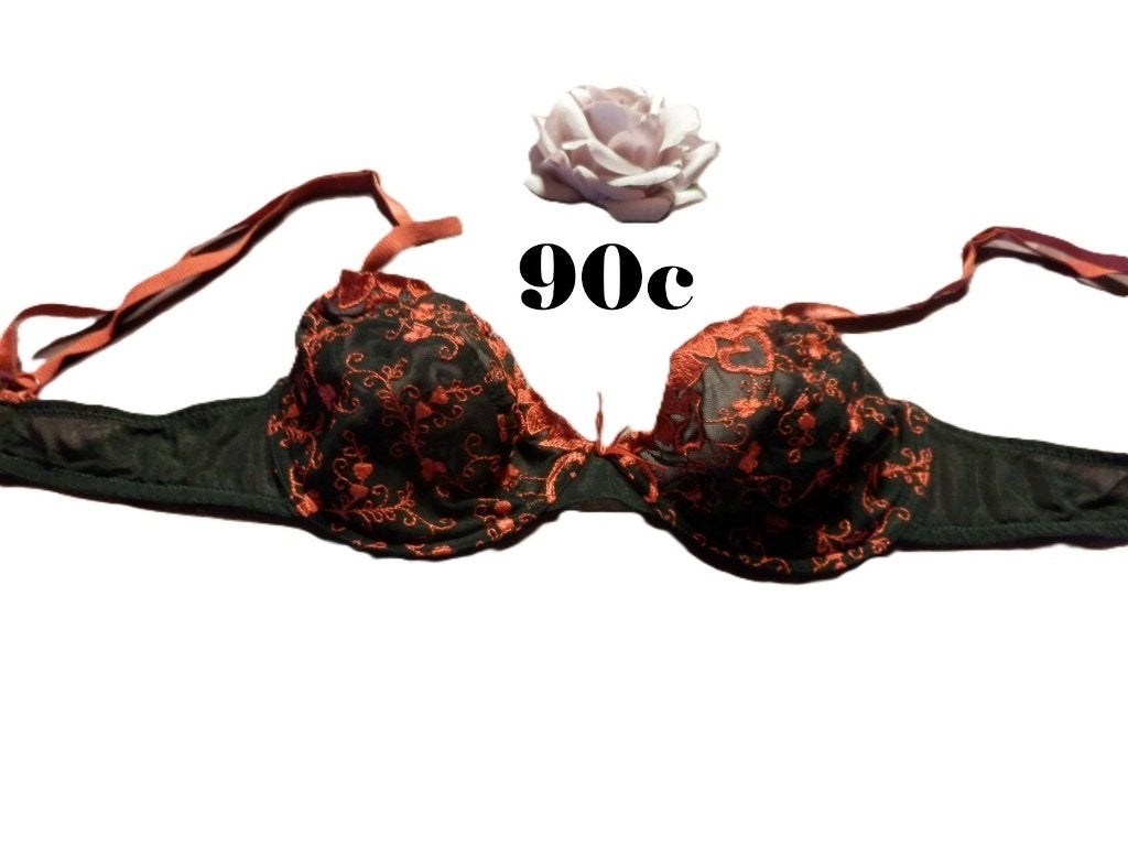 (102)- soutien gorge femme t.90c rouge noir, Kleding | Dames, Ondergoed en Lingerie, Ophalen of Verzenden, Rood, BH