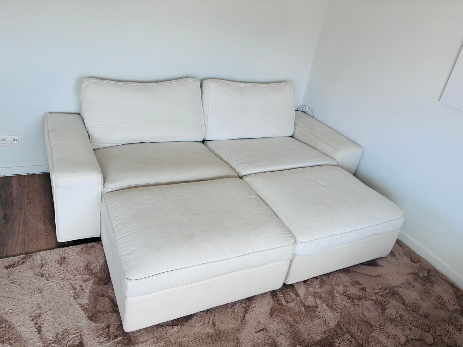Canapé 3 places KIVIK Ikea avec 2 poufs, Enlèvement, Utilisé, Tissus, Ikea