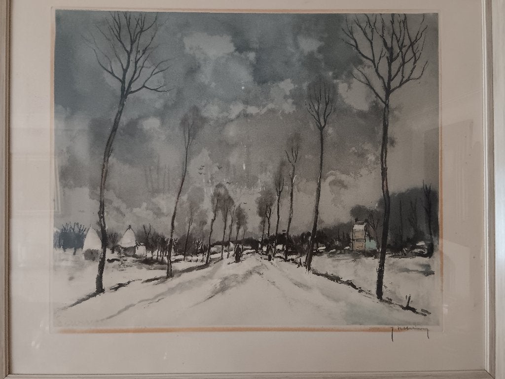 Ets van Saverys door Hebbelinck 288/350, Antiek en Kunst, Ophalen, Landschap, Ets, 1950 - 1999