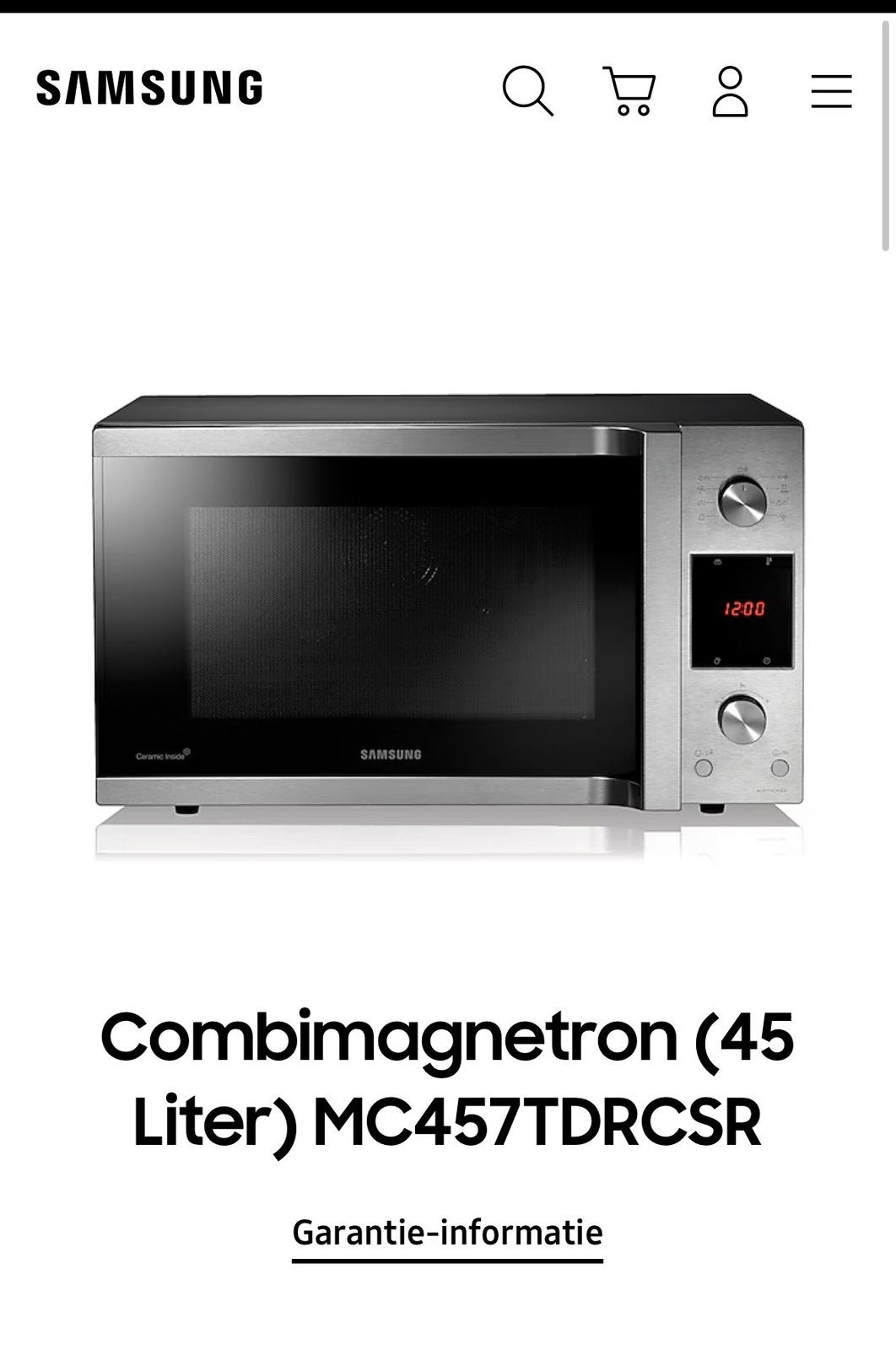 Combi magnetron 45 liter - samsung, Elektronische apparatuur, Microgolfovens, Ophalen, Gebruikt, Vrijstaand, Combi-microgolfoven