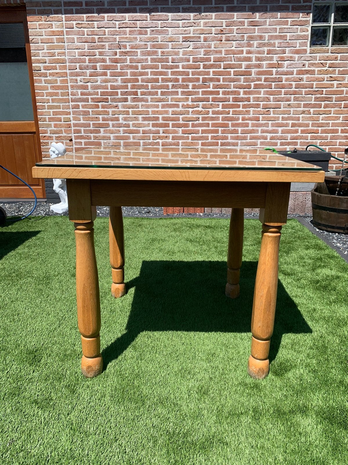 Houten keukentafel met beschermglas B:80 L:80 H:75, Ophalen