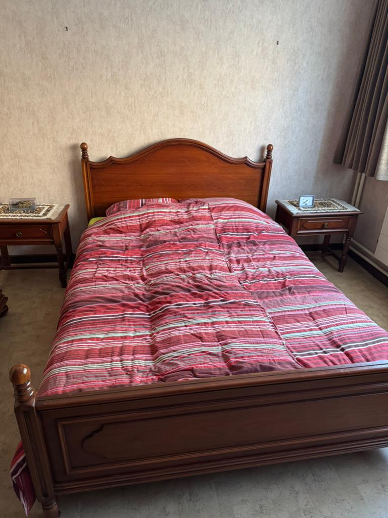 Antiek bed - twijfelaar - hout, Queen size, 210 cm, Brun, Enlèvement