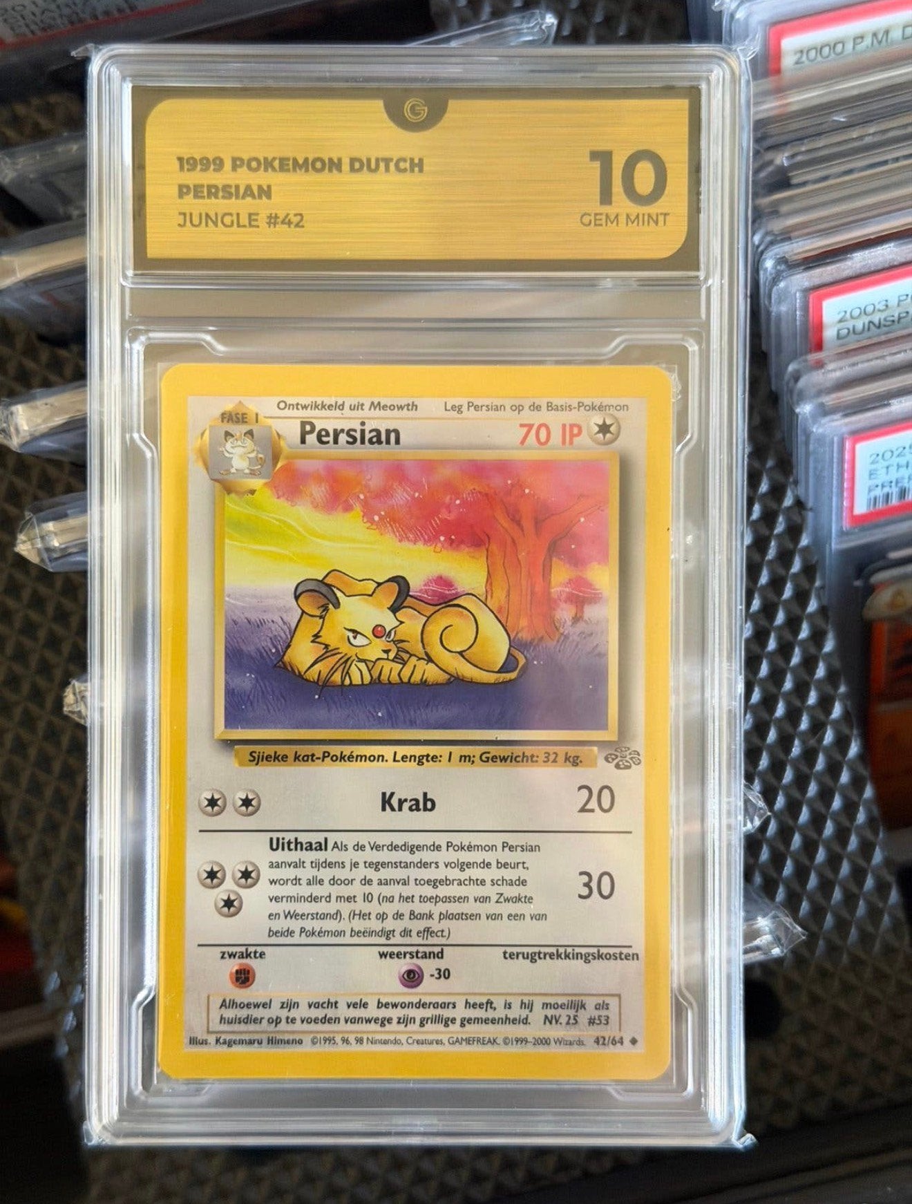 Pokémon Persian Jungle 42 Dutch nederlands GEM MINT 10 Grade, Ophalen of Verzenden, Nieuw, Losse kaart, Foil