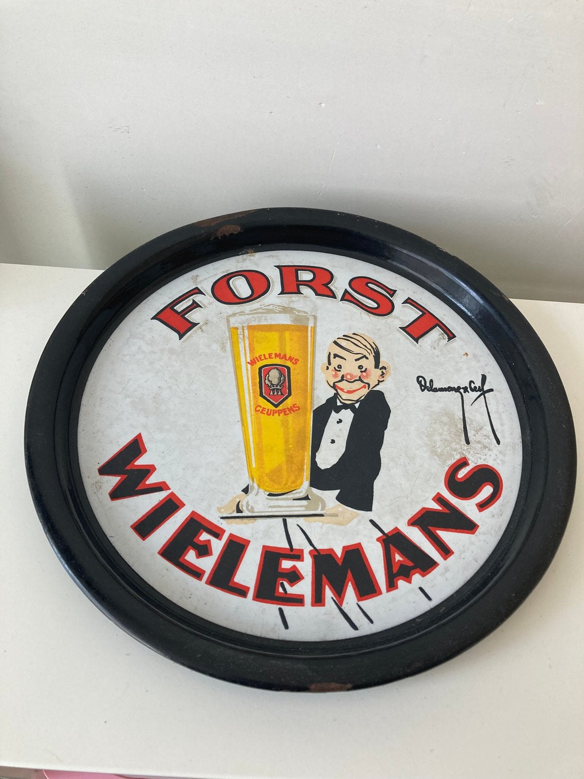 Emaille Forst Wielemans bierplateau, Ophalen of Verzenden, Gebruikt