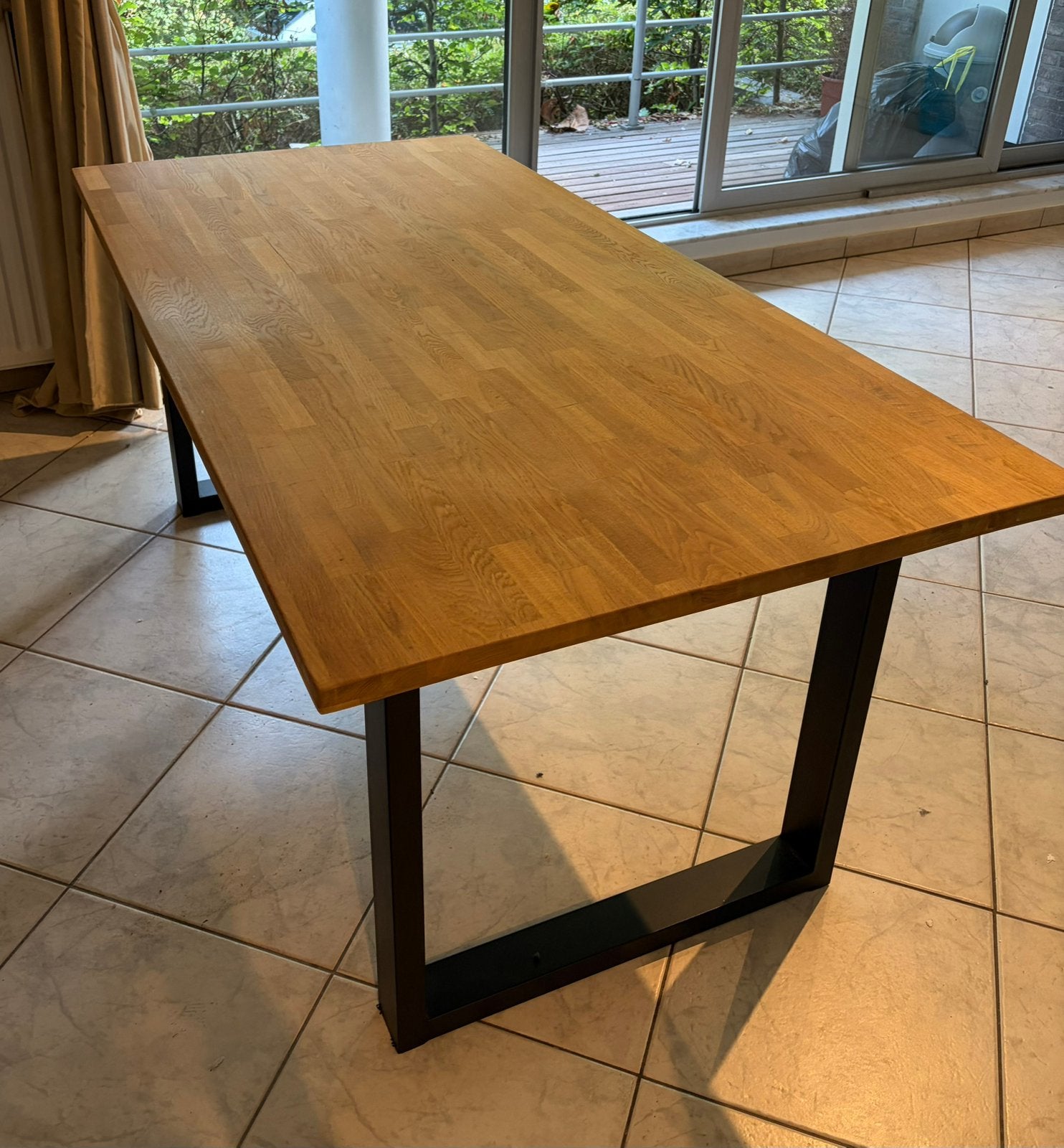Industriële eettafel, Huis en Inrichting, Tafels | Eettafels, Ophalen, Gebruikt, 150 tot 200 cm, Vier personen