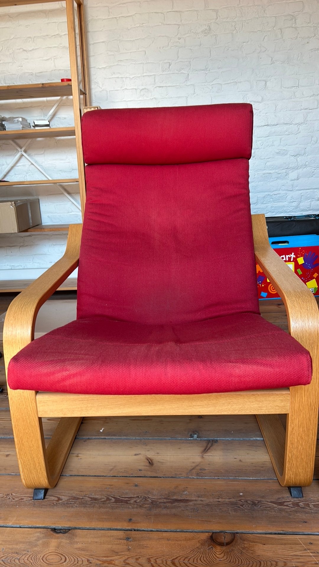 Fauteuil rouge IKEA POÄNG, Maison & Meubles, Enlèvement, Utilisé