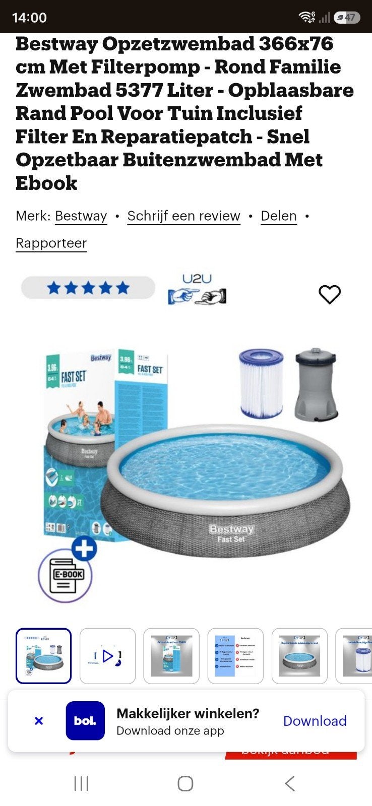 bestway zwembad 3.6  × 3.6  × 74, Tuin en Terras, Zwembaden, Ophalen