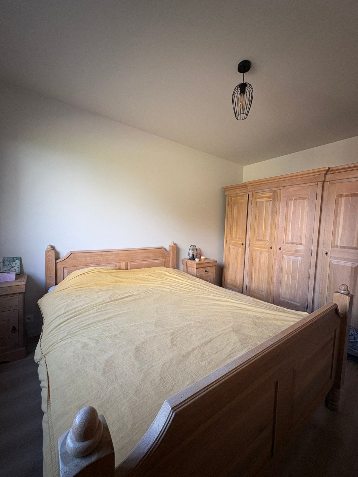 Eiken bed - prachtig hout, Ophalen, Zo goed als nieuw, Tweepersoons
