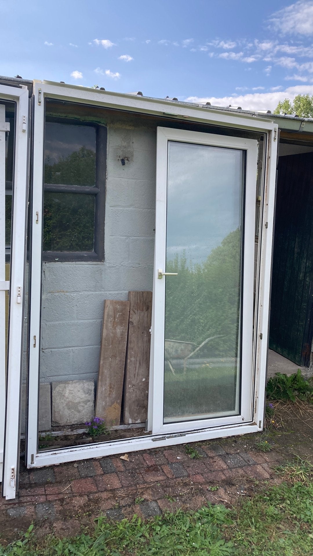 Dubbel raam “porte-fenêtre”, Doe-het-zelf en Bouw, Ophalen, Kunststof, Gebruikt, Deurkozijn