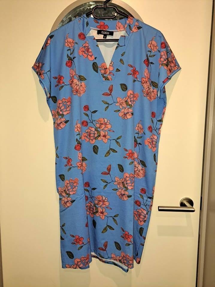 Punto jurk bloemenprint, mt S/M, Kleding | Dames, Jurken, Ophalen of Verzenden, Zo goed als nieuw, Maat 38/40 (M), Blauw
