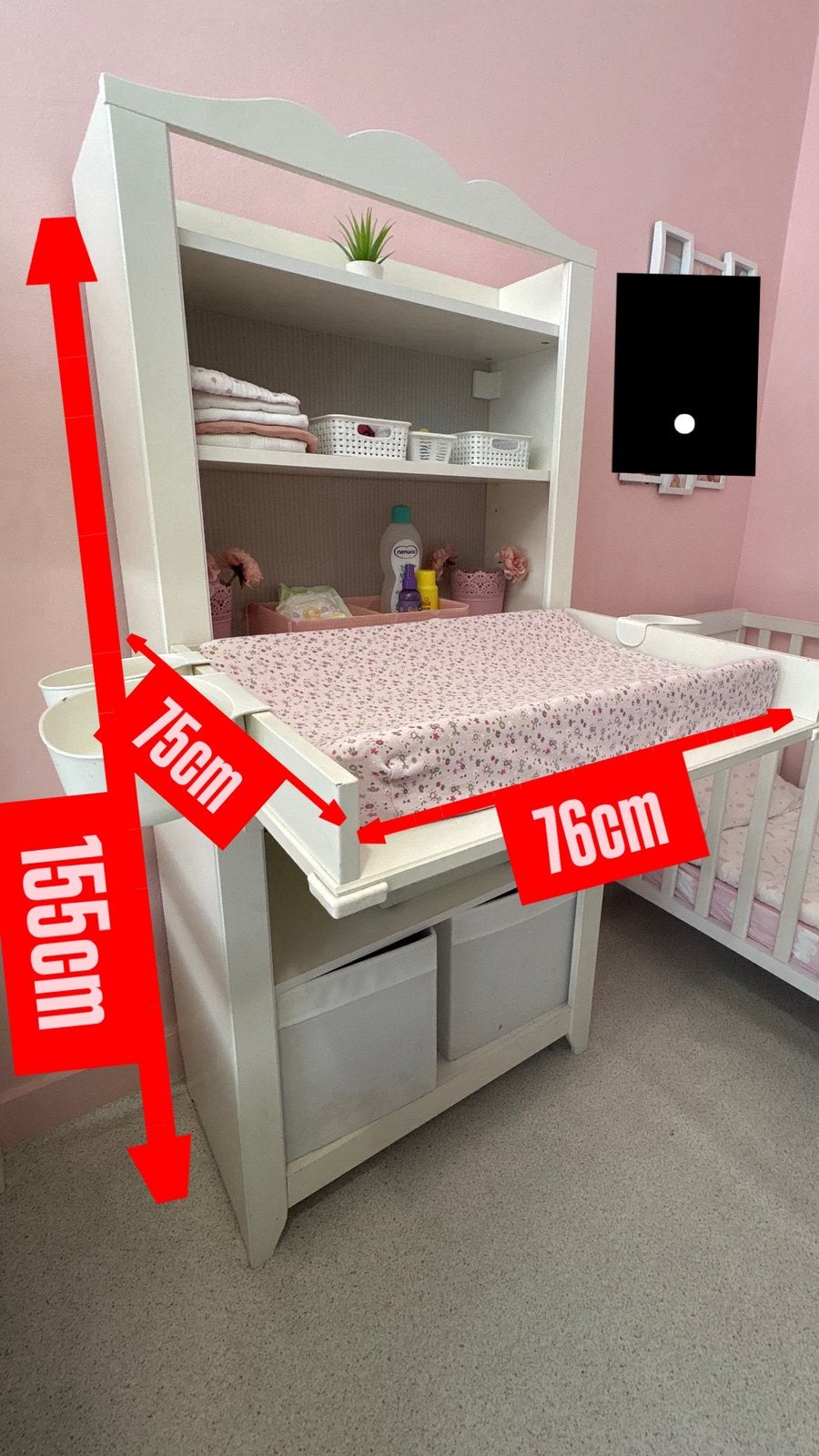 Espace de changement pour bébé, 105 cm ou plus, Comme neuf, Enlèvement, 75 à 100 cm