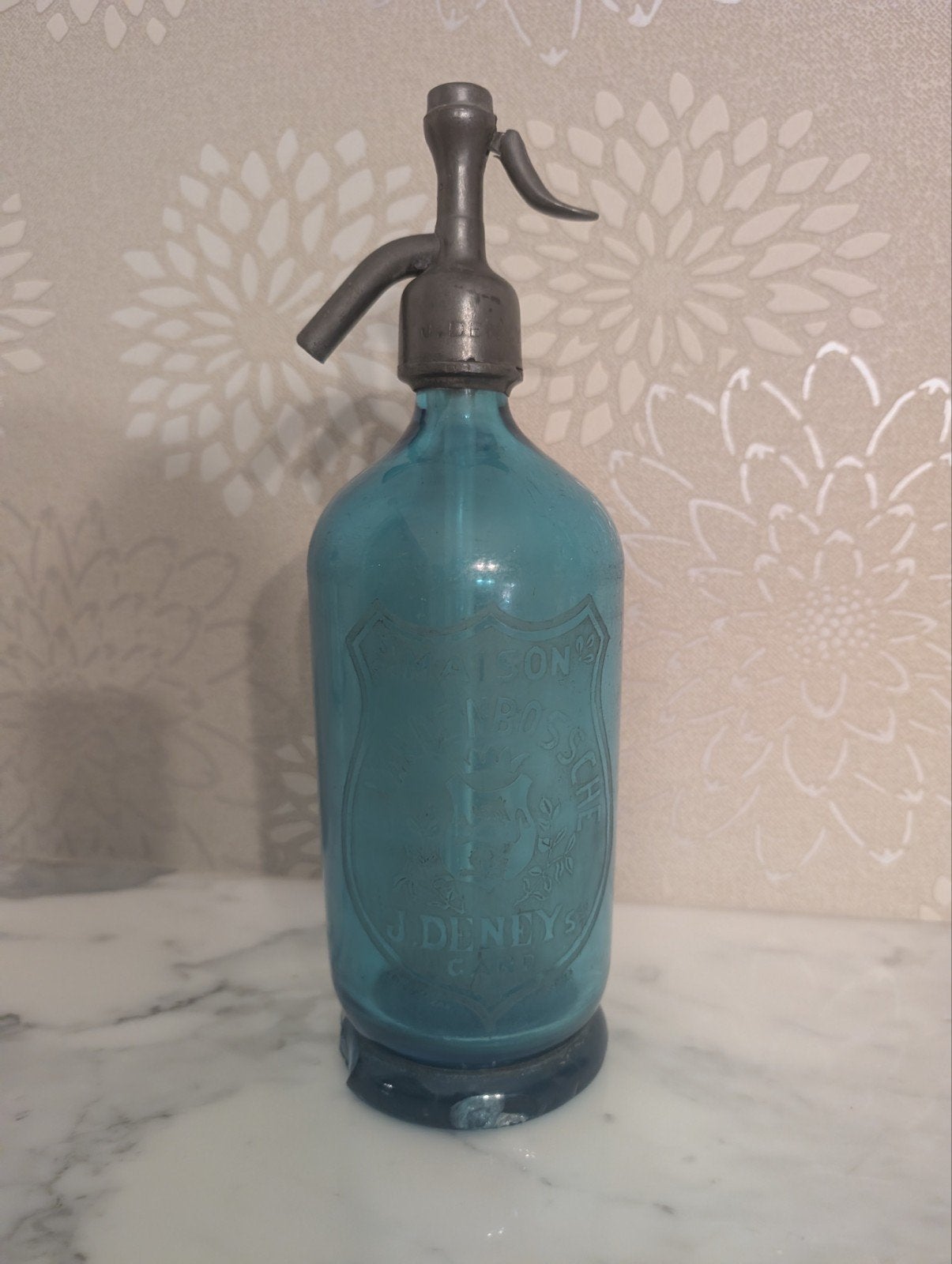 Vintage Belgische glazen spuitfles J. Deneys Gent, Antiek en Kunst, Ophalen