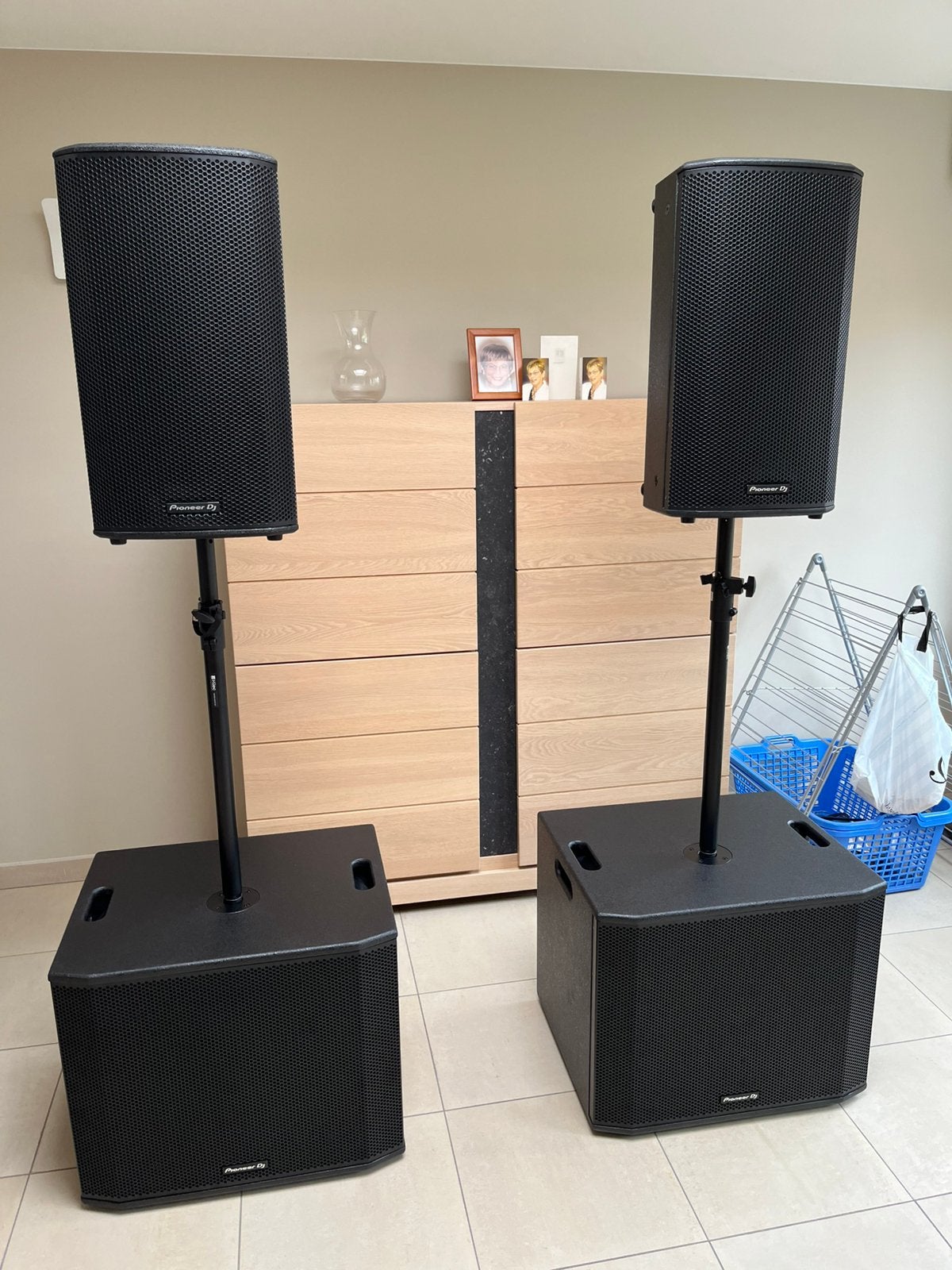 Actieve geluidsset Pioneer: 2 baskast en 2 topkasten, Audio, Tv en Foto, Professionele apparaten, Ophalen, Zo goed als nieuw, Audio