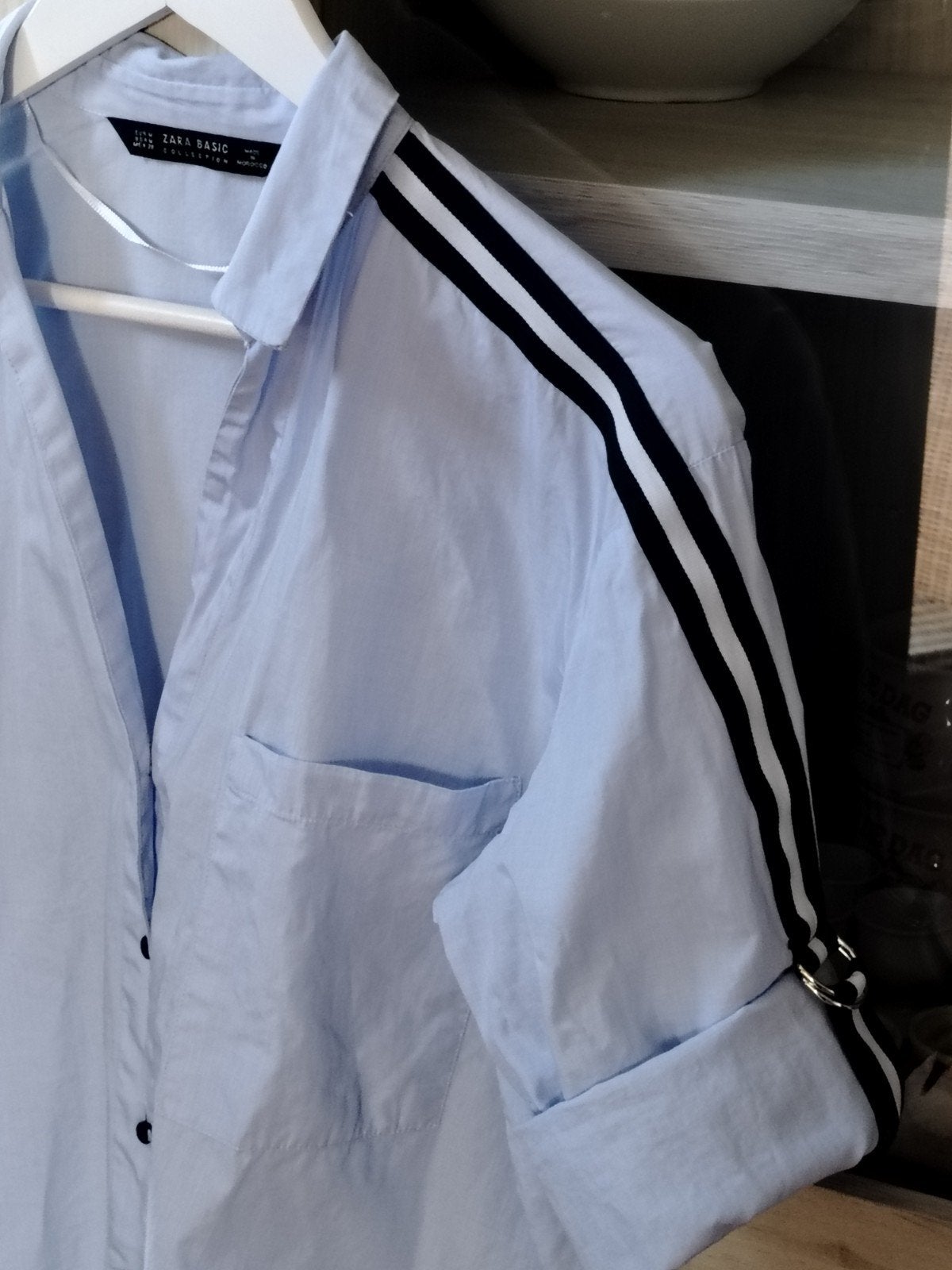 MOOI ZOMERSHIRT - KNOOPSGAT/V-HALS - LABEL M OK L, Kleding | Dames, Overige Dameskleding, Zara Basic, Gedragen