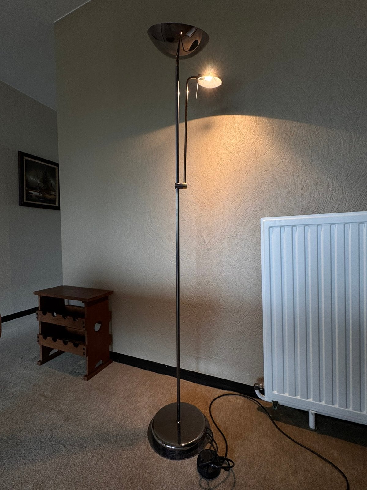 Vloerlamp in chromé uitvoering, Ophalen, Gebruikt