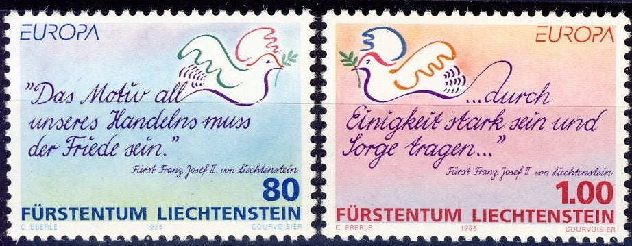 Liechtenstein 1995 - CEPT nr 1103  - 1104 **, Postzegels en Munten, Verzenden, Overige landen, Postfris